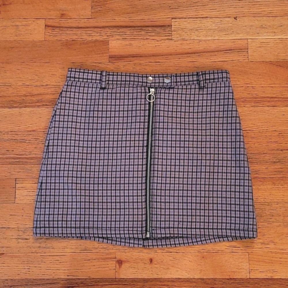 lavender gingham high waisted trendy egirl skirt